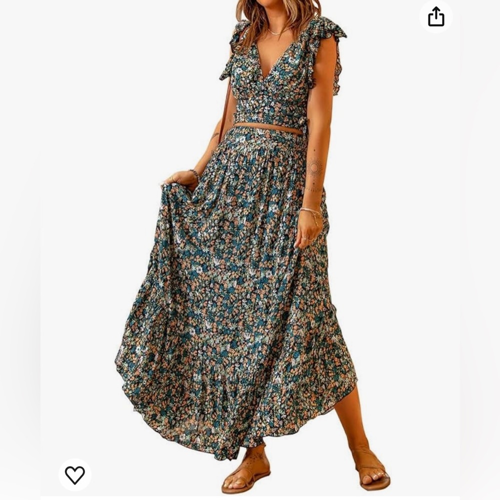 Woman’s Two Piece Floral Dress Large